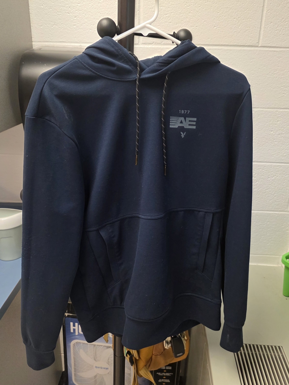 American Eagle Outfitters Hoodie  Black Graphic Sweatshirt with Light Gray Print